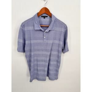 Robert Barakett Men's Blue Striped Cotton Polo // XL